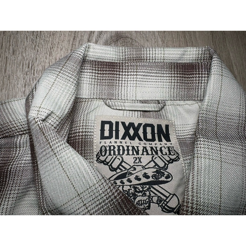 DIXXON Flannel Ordinance Men's‎ 2X Snap Button Brown Khaki Tan Plaid Shirt NWT - Picture 5 of 10